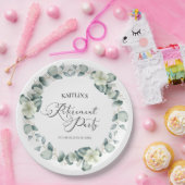 Groene eucalyptus verlaat botanische pensioenparti papieren bordje (Feest)