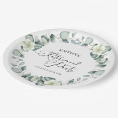 Groene eucalyptus verlaat botanische pensioenparti papieren bordje (Gekanteld)