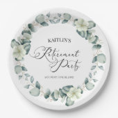 Groene eucalyptus verlaat botanische pensioenparti papieren bordje (Voorkant)