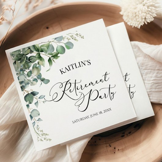 Groene eucalyptus verlaat botanische pensioenparti servet