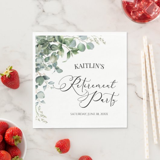 Groene eucalyptus verlaat botanische pensioenparti servet (Insitu)