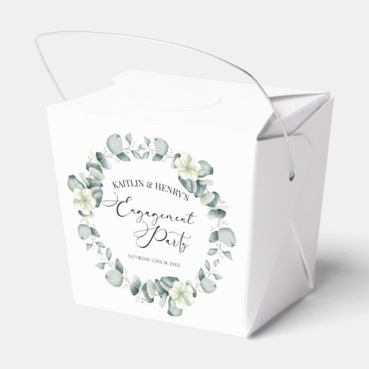 Groene eucalyptus verlaat botanische verlovingsfee bedankdoosjes (Achterkant)