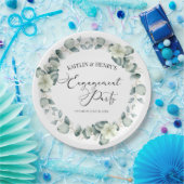 Groene eucalyptus verlaat botanische verlovingsfee papieren bordje (Feest)