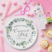 Groene eucalyptus verlaat botanische verlovingsfee papieren bordje (Feest)