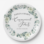 Groene eucalyptus verlaat botanische verlovingsfee papieren bordje (Voorkant)
