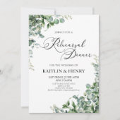 Groene eucalyptus verlaat bruiloft repetitie diner kaart (Voorkant)