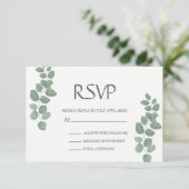 Groene Eucalyptus verlaat bruiloft RSVP Kaart (Staand voorkant)