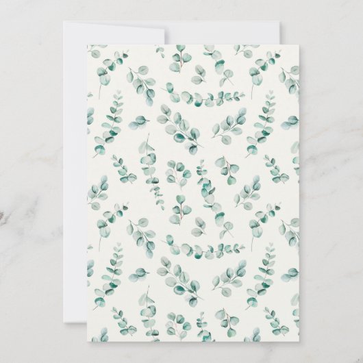 Groene eucalyptus verlaat eerste verjaardag kaart (Achterkant)