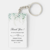 Groene eucalyptus verlaat repetitie dinergunst sleutelhanger (achterkant)