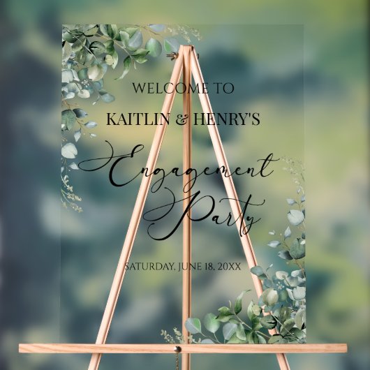 Groene Eucalyptus Verlovingspartij Welkom Acryl Bord (Neutraal)