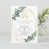 Groene eucalyptus vijftig en geweldig 50ste verjaa kaart (Staand voorkant)