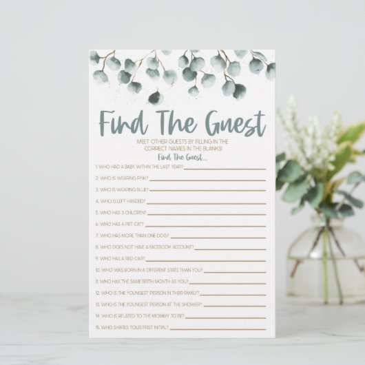 Groene Eucalyptus vind het spel van het gastBaby s Briefpapier (Staand voorkant)