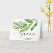 Groene eucalyptus voor mijn bruidegom op onze trou kaart (Gele Bloem)