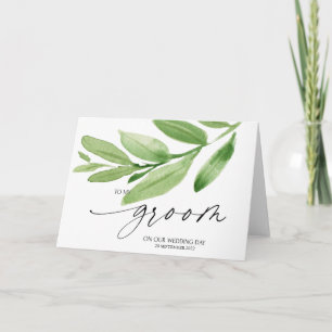 Groene eucalyptus voor mijn bruidegom op onze trou kaart