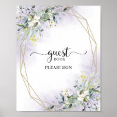 Groene Eucalyptus Watercolor Guestbook Handtekenin Poster (Voorkant)