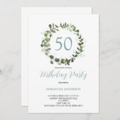 Groene Eucalyptus Waterverf 50e verjaardag Kaart (Voorkant / Achterkant)