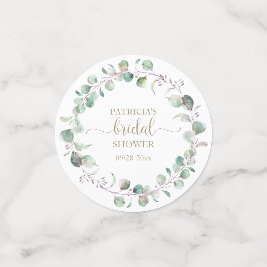 Groene Eucalyptus Waterverf Bruidsdouche Confetti (Kleine voorkant)