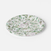Groene Eucalyptus Waterverf Bruidsshower Papieren Bordje (Gekanteld)