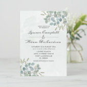 Groene Eucalyptus Waterverf Bruiloftsinvitation Kaart (Staand voorkant)