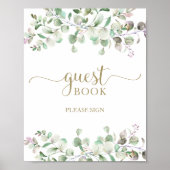 Groene Eucalyptus Waterverf Guestboek Bord Poster (Voorkant)