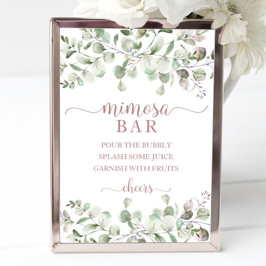 Groene Eucalyptus Waterverf Mimosa Bar Bord Poster