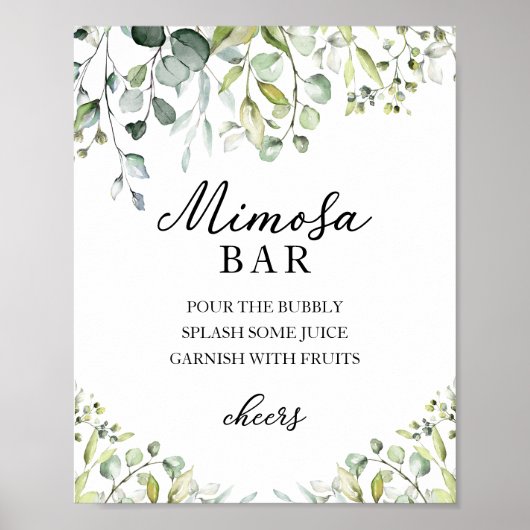 Groene Eucalyptus Waterverf Mimosa Bar Bord Poster (Voorkant)