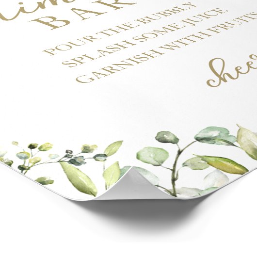 Groene Eucalyptus Waterverf Mimosa Bar Bord Poster (Hoek)