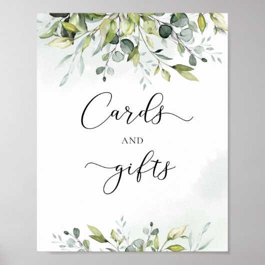 Groene eucalyptus waterverfkaarten en -cadeaus poster (Voorkant)