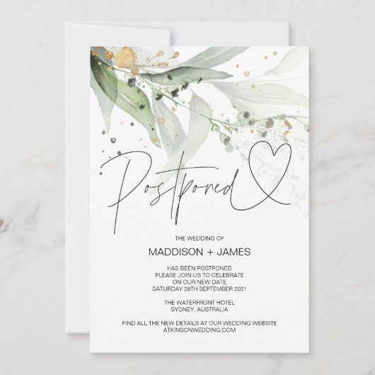 Groene Eucalyptus Weddenschap Uitgesteld Verander Kaart (Voorkant)
