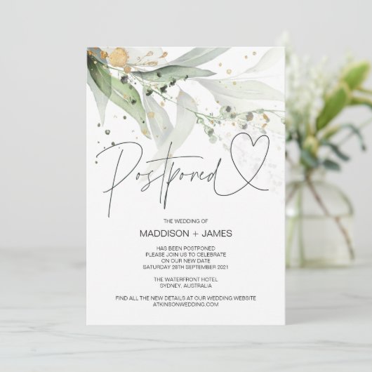 Groene Eucalyptus Weddenschap Uitgesteld Verander  Kaart (Staand voorkant)