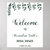 Groene Eucalyptus Welkom Bruidsfeest Sign Poster (Voorkant)