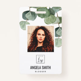 GROENE EUCALYPTUS-WERKNEMER FOTO-BARCODE NAAM BADGE