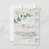 Groene Eucalyptus Witte Hout bruiloft Dank u RSVP Kaartje (Achterkant)