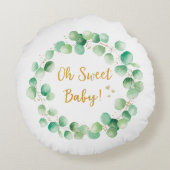 Groene Eucalyptus Wood Quote Baby Kwekerij Rond Kussen (Achterkant)