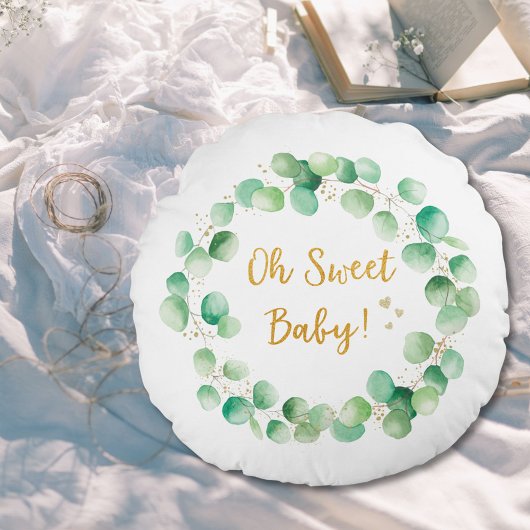 Groene Eucalyptus Wood Quote Baby Kwekerij Rond Kussen