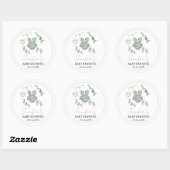 Groene eucalyptusbaby meisje doucht rond stickers (Vel)