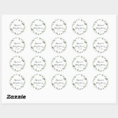Groene eucalyptusblad baby shower favoriet ronde sticker (Vel)