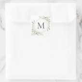 Groene Eucalyptusblad Monogram Vierkante Sticker (Tas)