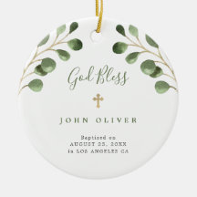 Groene eucalyptusbladeren baby baptisme foto