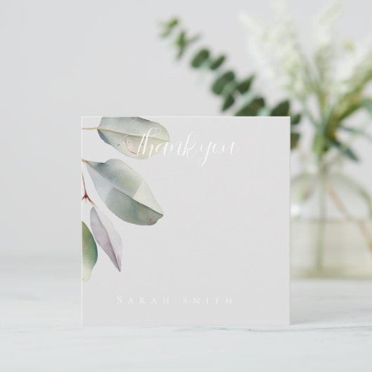 Groene eucalyptusbladeren bedankkaart (Staand voorkant)