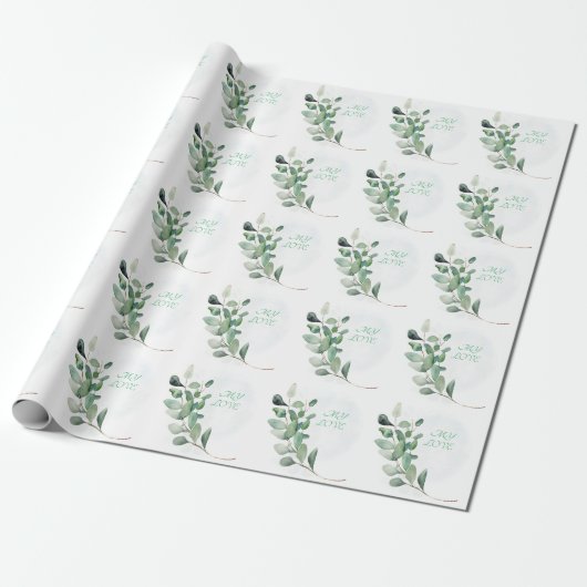 Groene eucalyptusbladeren cadeaupapier (Uitgerold)