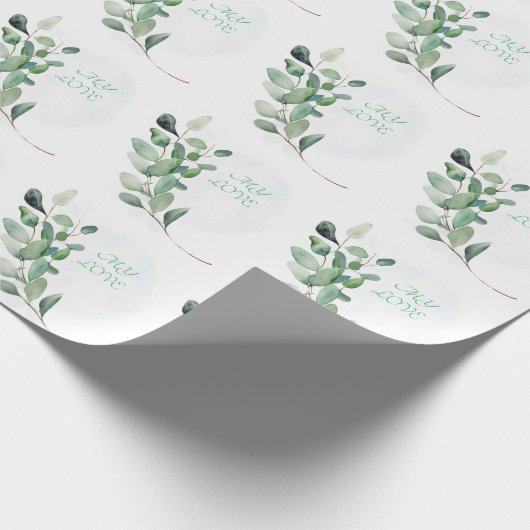 Groene eucalyptusbladeren cadeaupapier (Hoek)