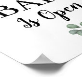 Groene Eucalyptusbladeren De Bar Is Open Bord Poster (Hoek)