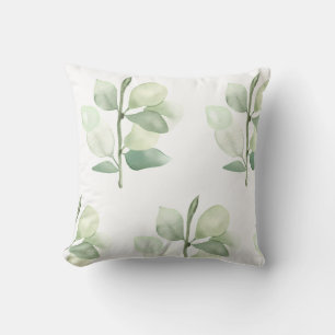 Groene Eucalyptusbladeren, delicate pastel decor Kussen