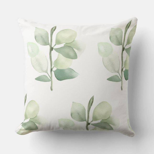 Groene Eucalyptusbladeren, delicate pastel decor Kussen (Voorkant)