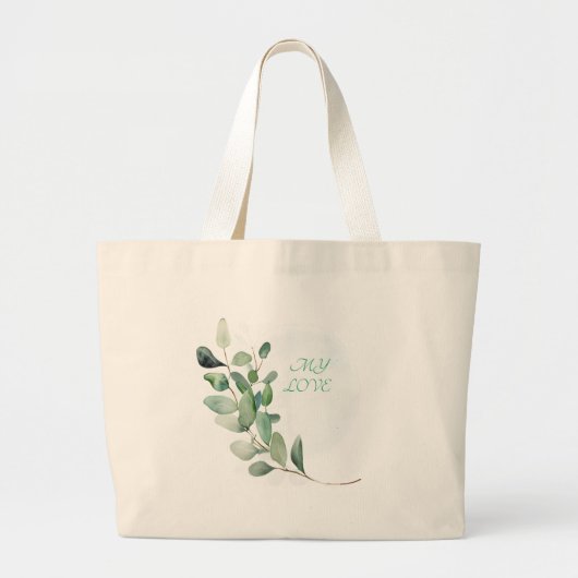 Groene eucalyptusbladeren grote tote bag (Voorkant)
