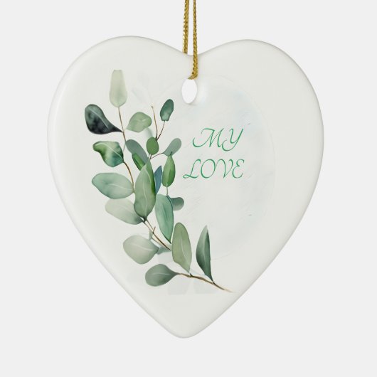 Groene eucalyptusbladeren keramisch ornament (Rechts)