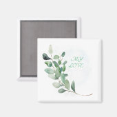 Groene eucalyptusbladeren magneet (Voorkant / Achterkant)