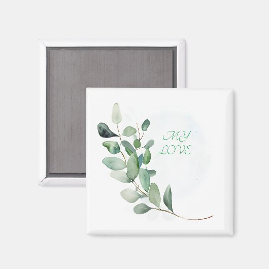 Groene eucalyptusbladeren magneet (Voorkant / Achterkant)