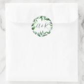 Groene eucalyptusbladeren ronde sticker (Tas)